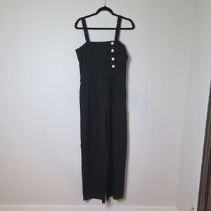 Banana Republic Linen Black Jumpsuit with Buttons Sz 4